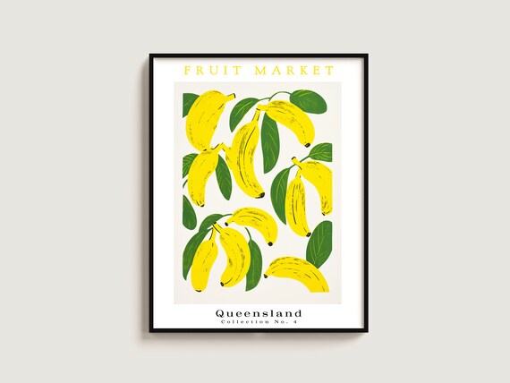 Queensland Banana Bunch Fruit Market Yellow Tropical No. 4 Poster