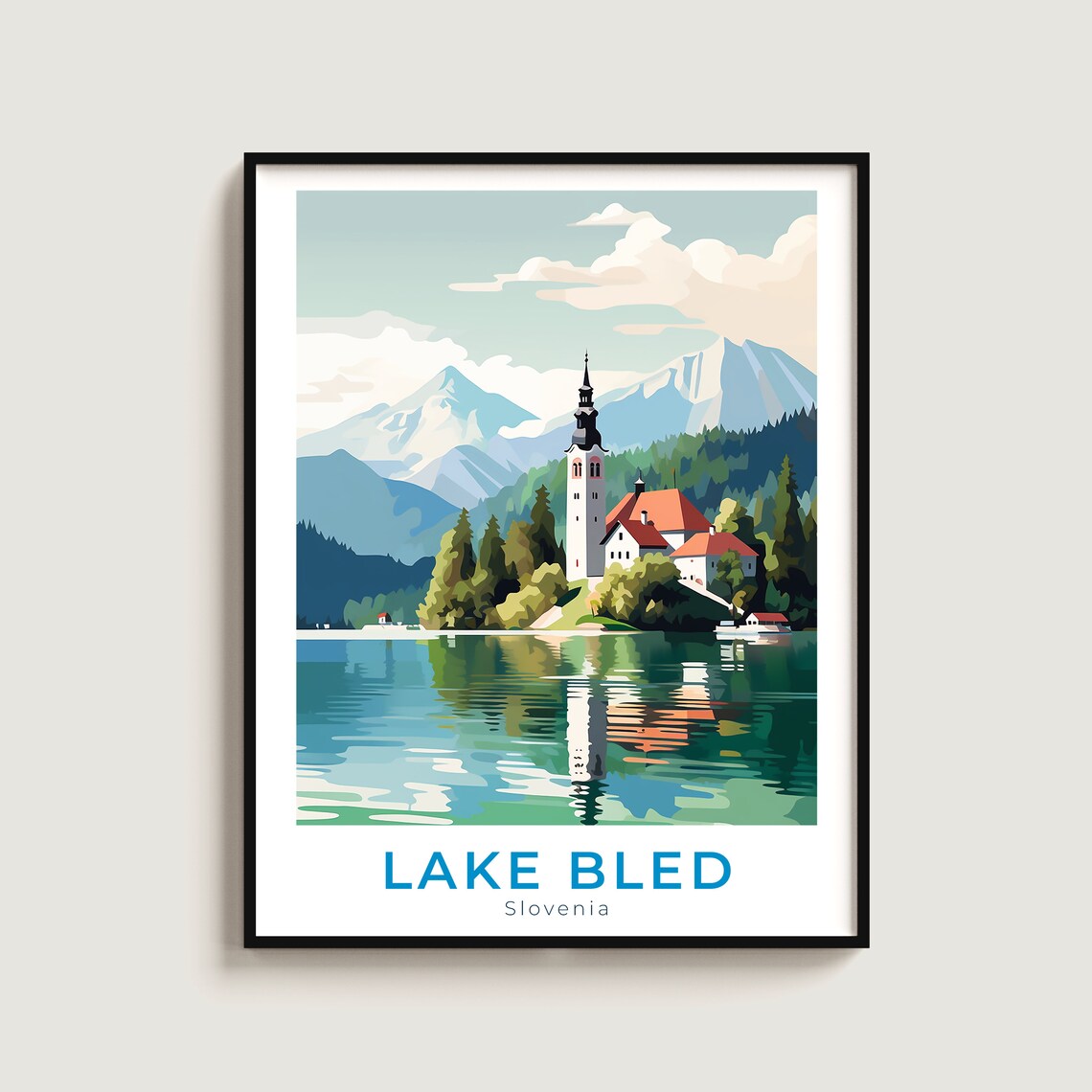 Lake Bled Slovenia Forest Island Church Calm Lake Water Poster