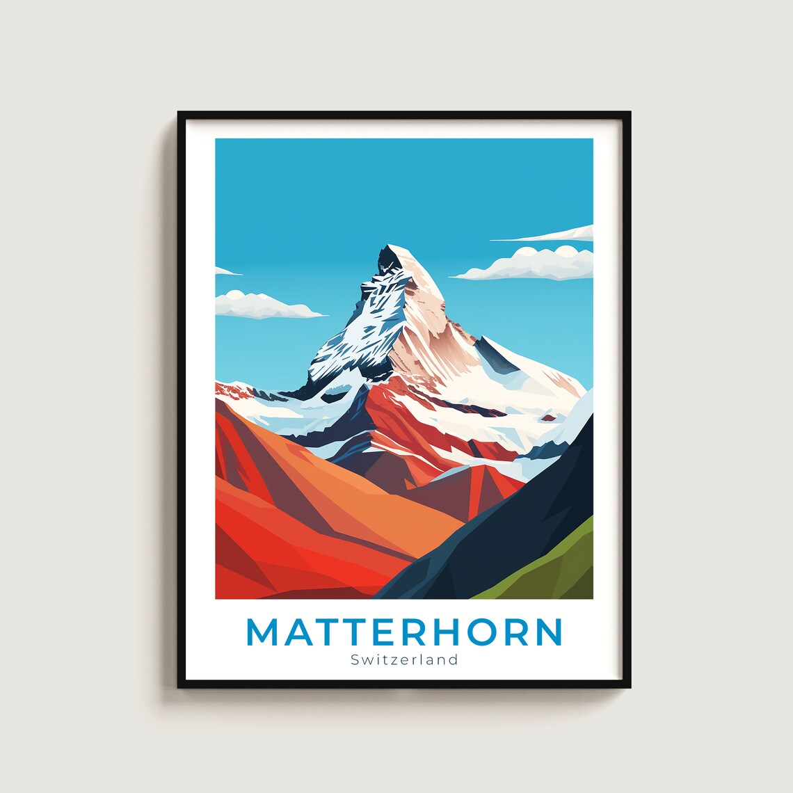 Matterhorn Switzerland Iconic Snow Peak Sunset Glow Travel Poster