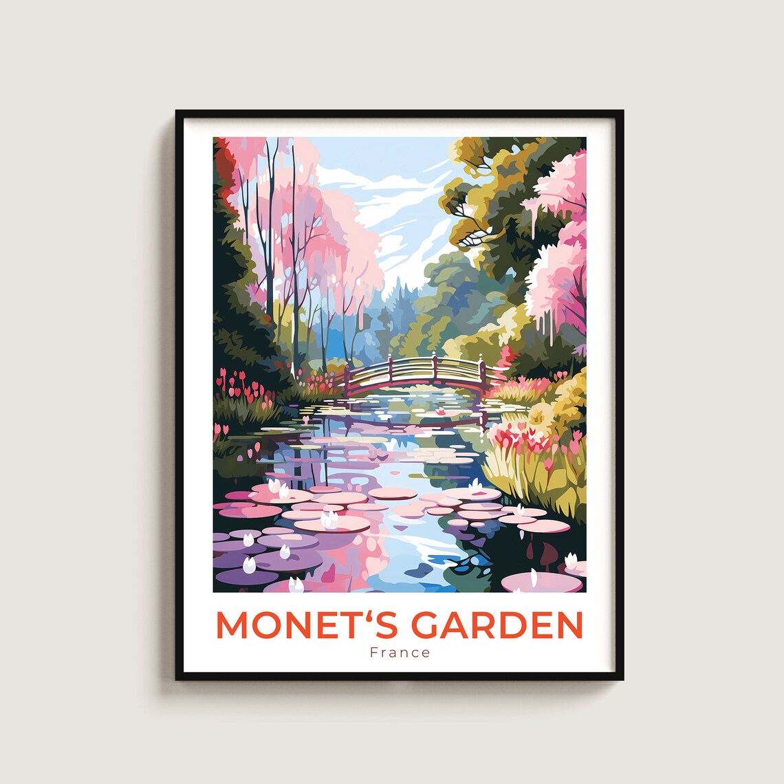 Monet's Garden Giverny France Water Lilies Japanese Bridge Poster