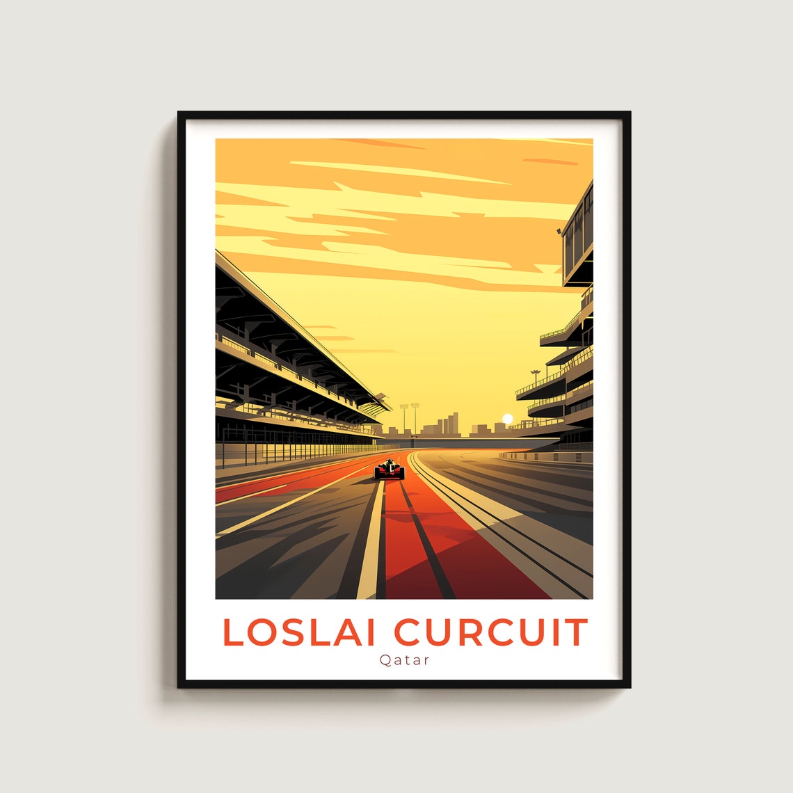 Losail Circuit Qatar Sunset Race Track Grandstand Motorsport Poster