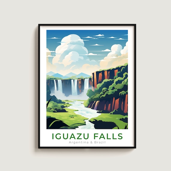 Iguazu Falls Travel Print Wall Art Gift Argentina Brazil Poster Home Decor Lovers Hanging