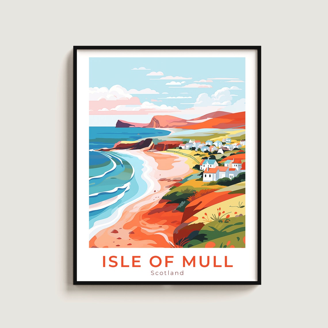 Isle Of Mull Scotland Beach Village Coastal Cliffs Turquoise Poster