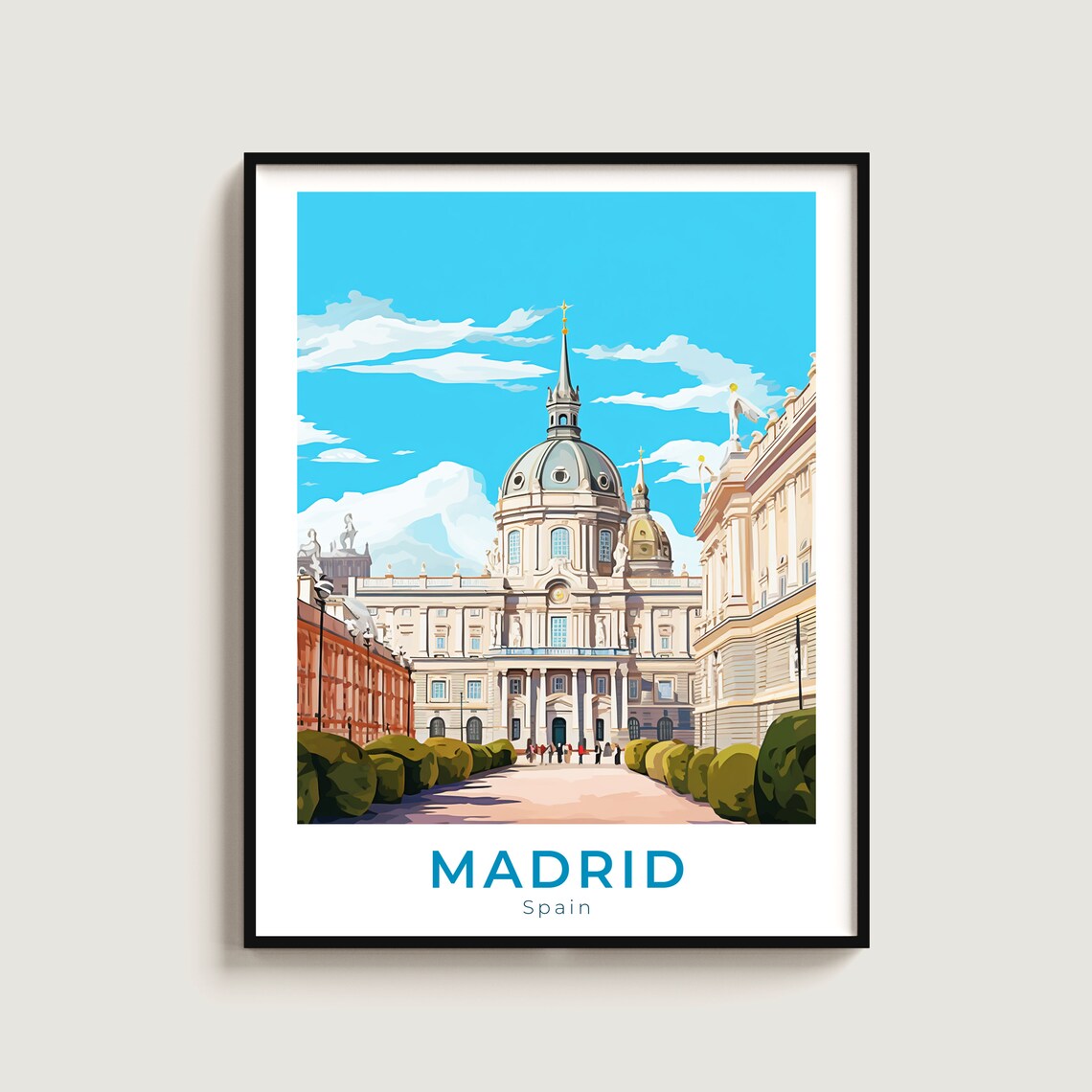 Madrid Spain Royal Palace Plaza Domed Chapel Grand Travel Poster