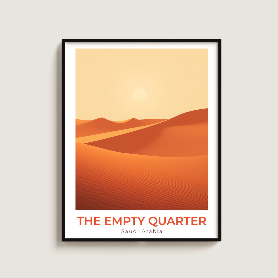 The Empty Quarter Saudi Arabia Red Desert Dunes Minimal Poster