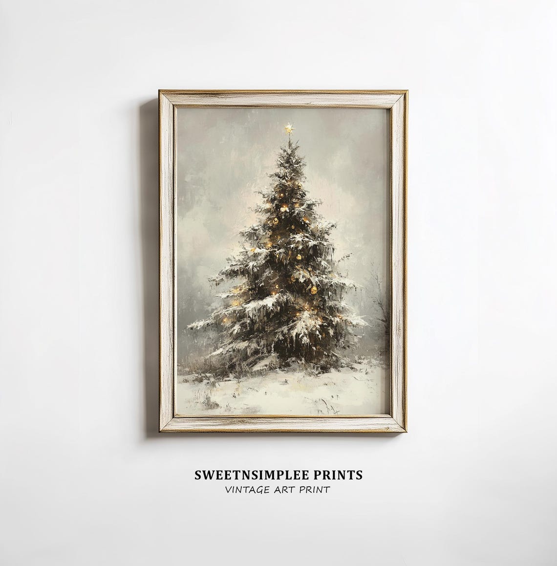 Lone Decorated Christmas Tree in Snowy Landscape Winter Poster - Image 2