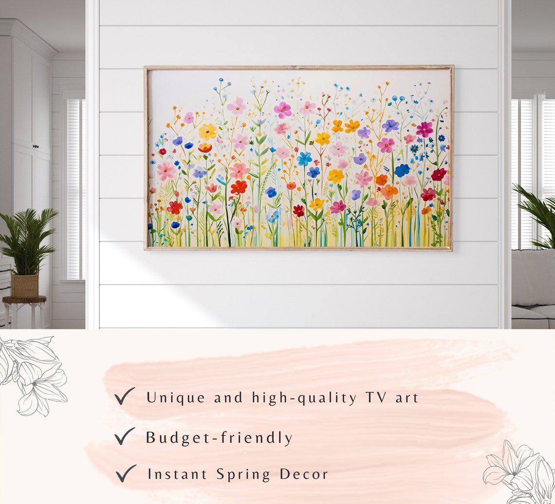 Delicate Watercolor Wildflowers White Background Spring Poster - Image 3