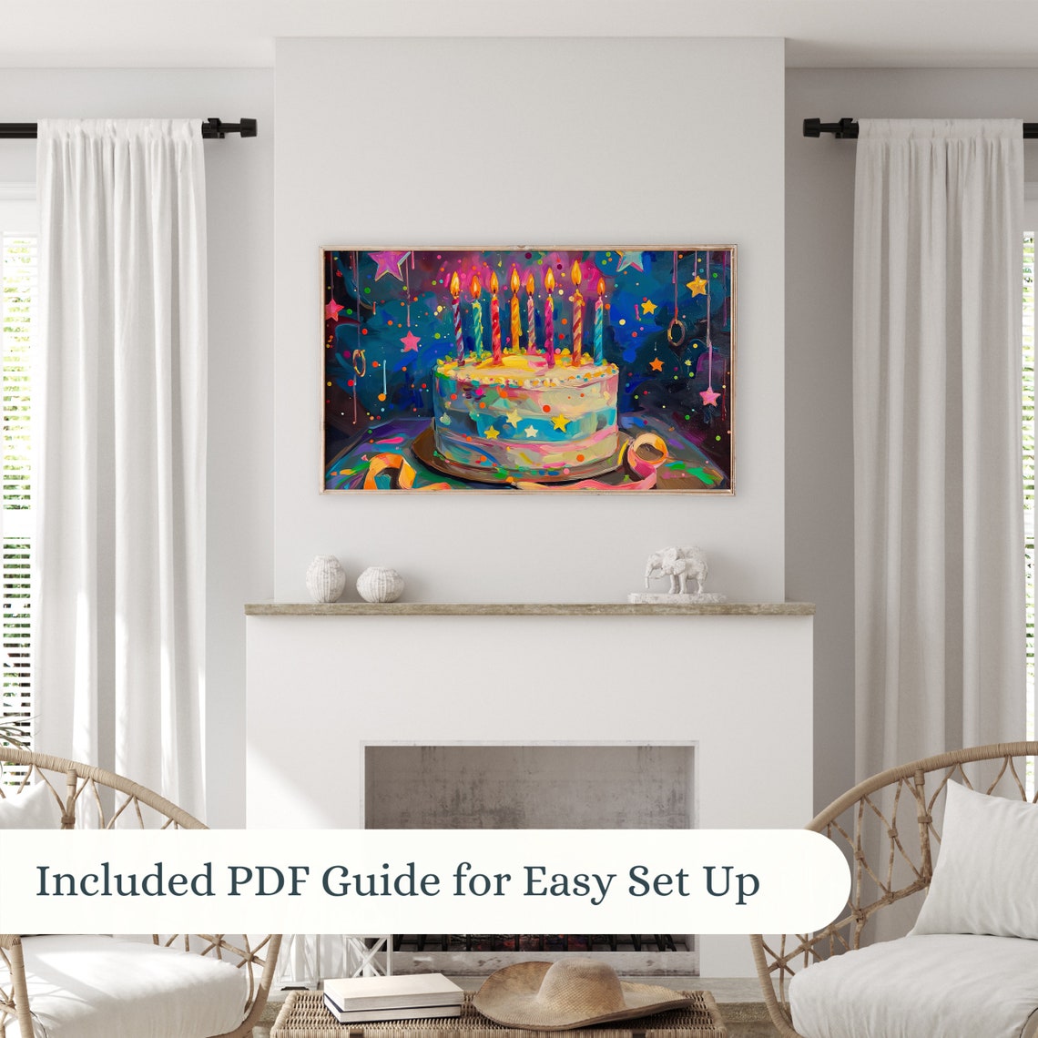 Colorful Birthday Cake Candles Party Celebration Pop Art Poster - Image 3