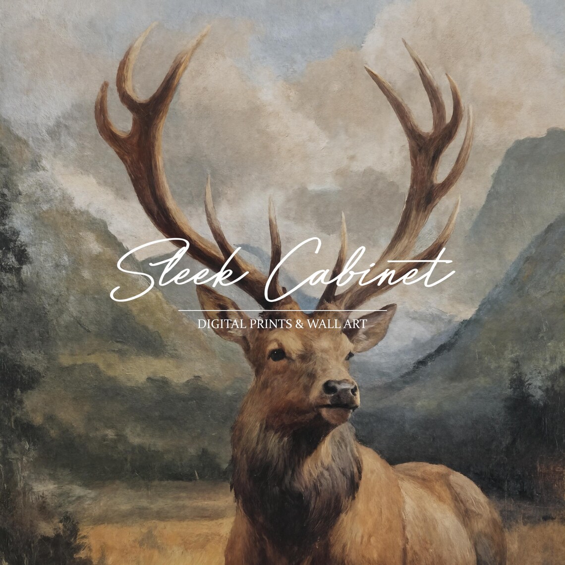 Deer Naturalism Painting Vintage Elk Hunt Art Print - Image 4