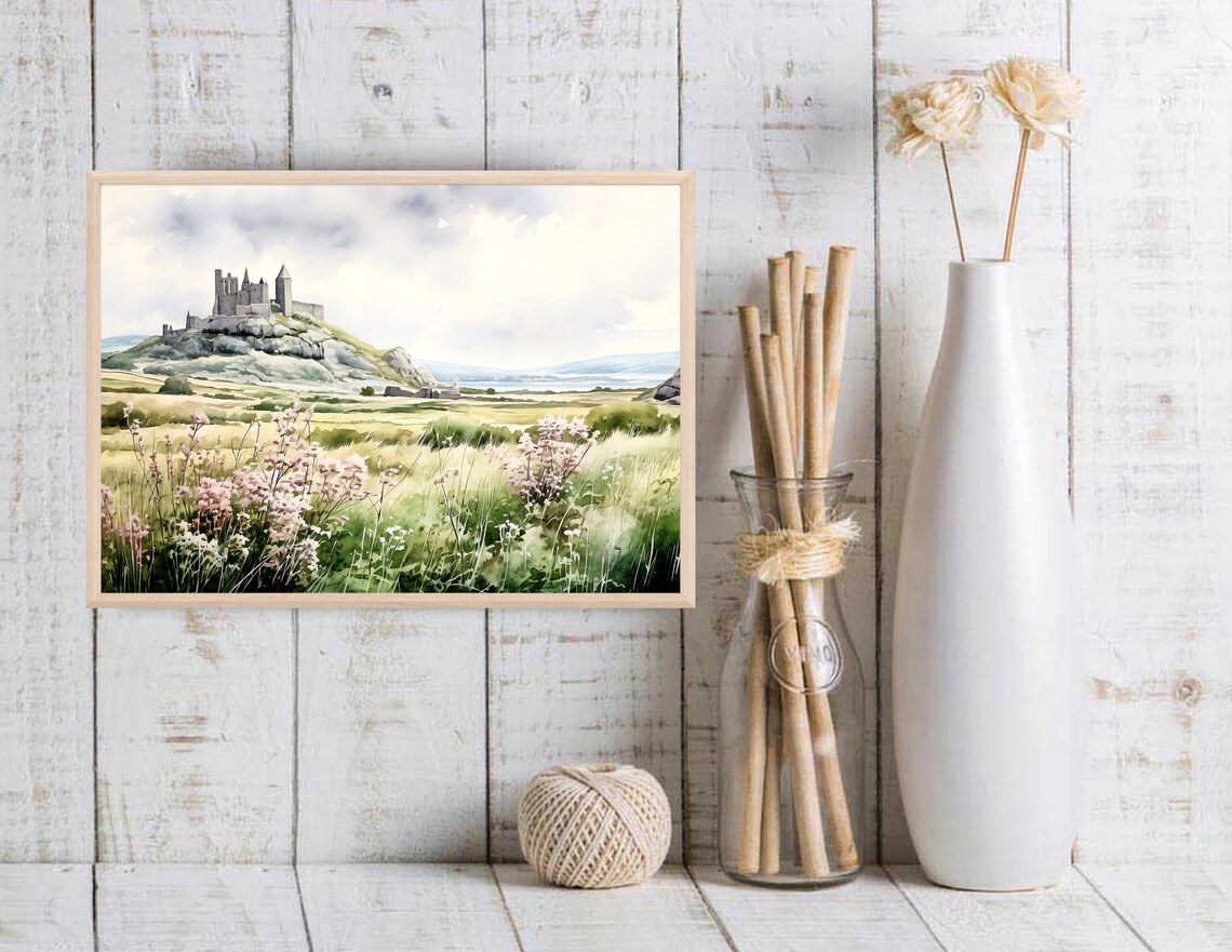 Rock of Cashel Castle Tipperary Ireland Countryside Watercolor Poster - Image 2