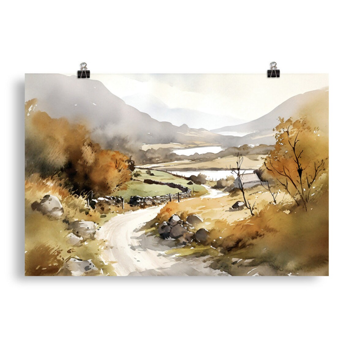 Ring of Kerry Ireland Country Road Autumn Hills Watercolor Poster - Image 5