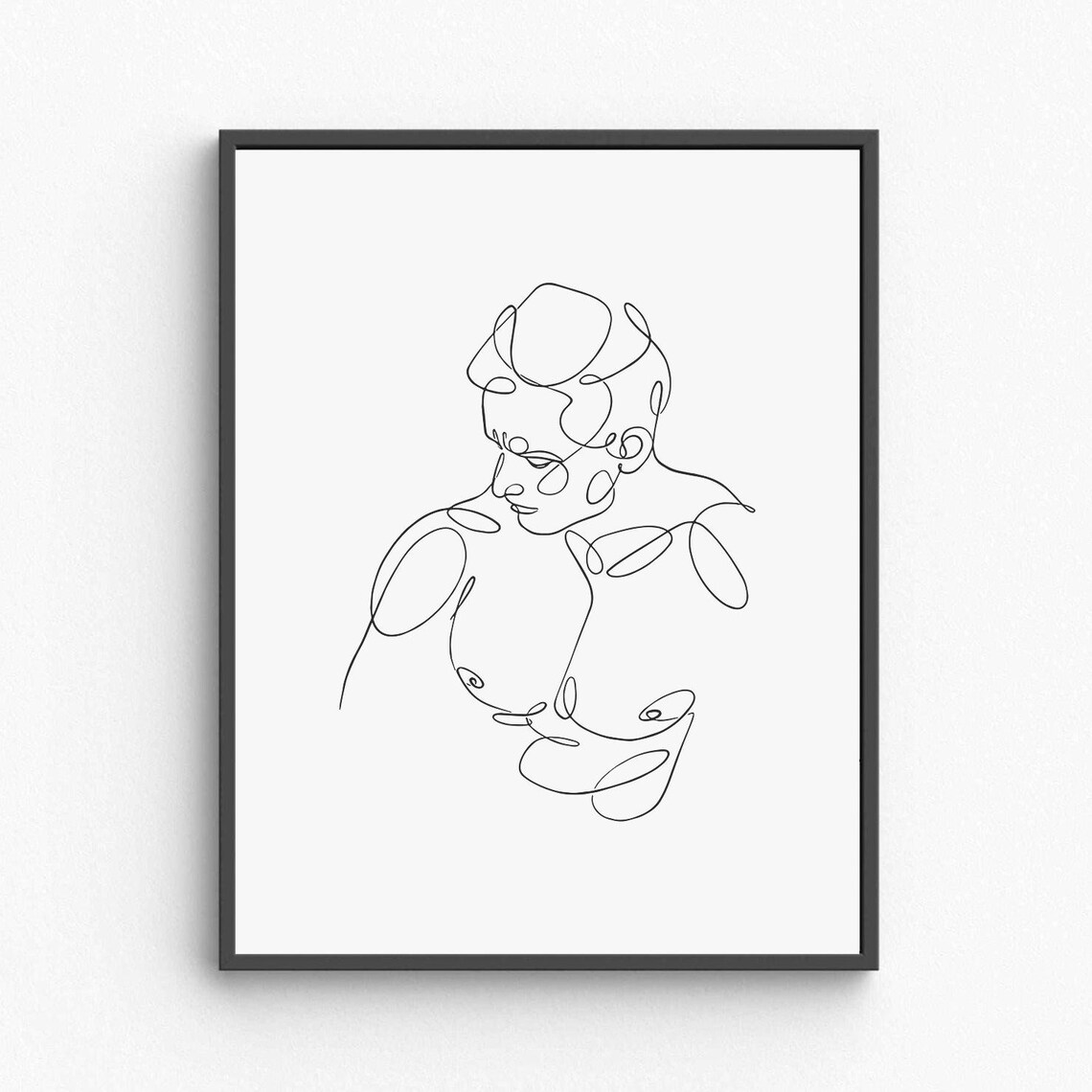 Masculine Man Line Art Continuous Line Male Silhouette Portrait Poster