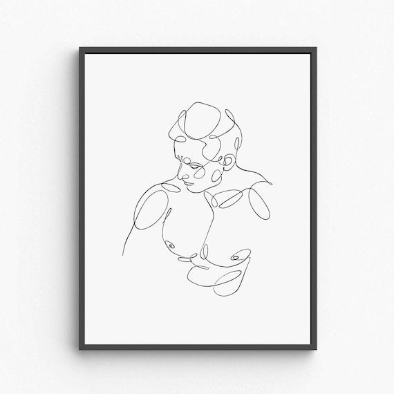 Masculine Man Line Art Continuous Line Male Silhouette Portrait Poster