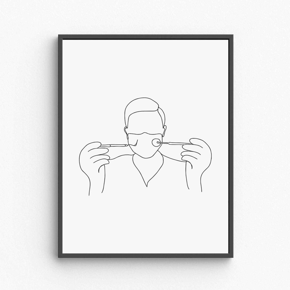 Dentist Line Art Dental Tools Minimalist Clinic Decor Poster