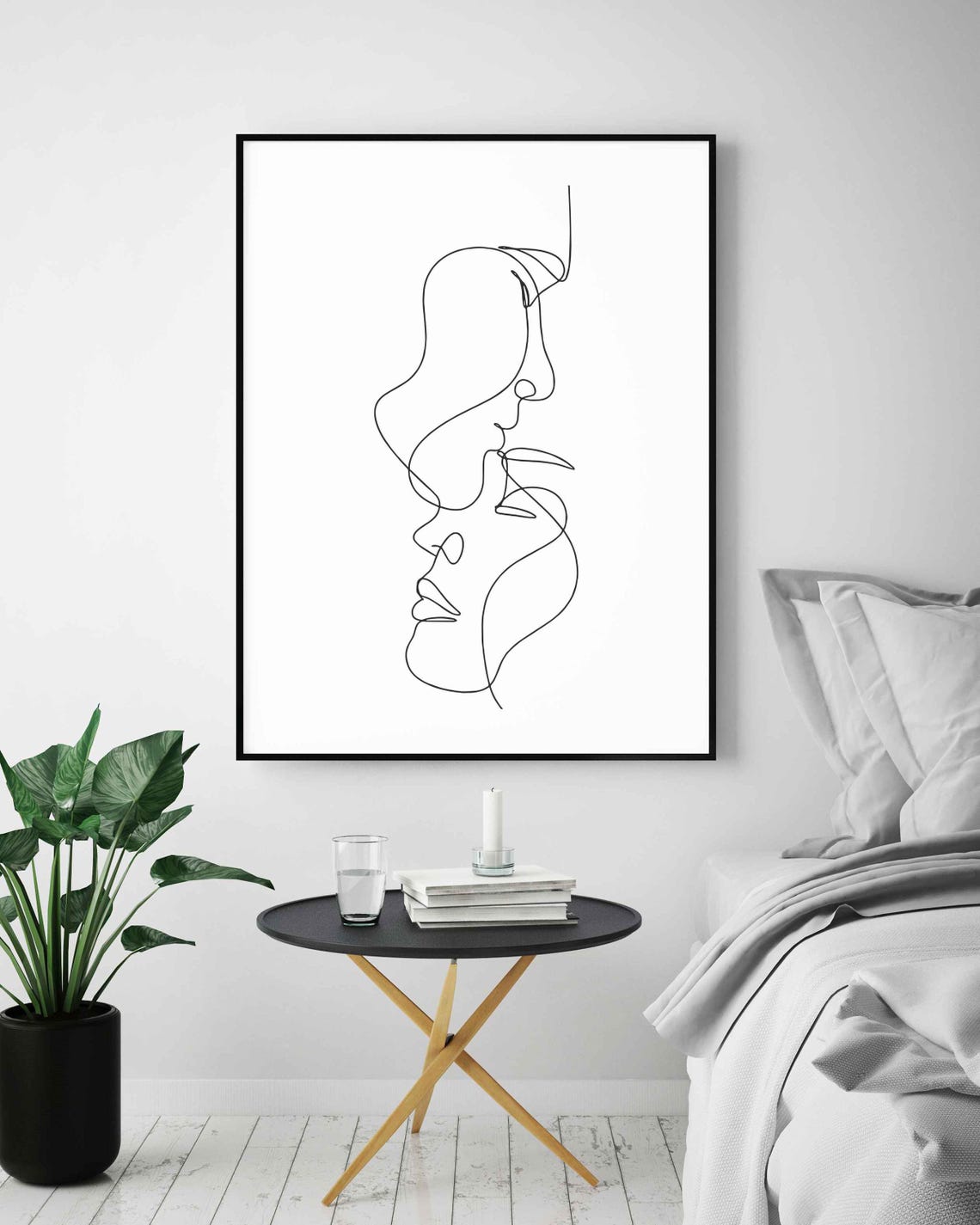 Minimalist Couple Kiss Line Art Romance Art Print - Image 5