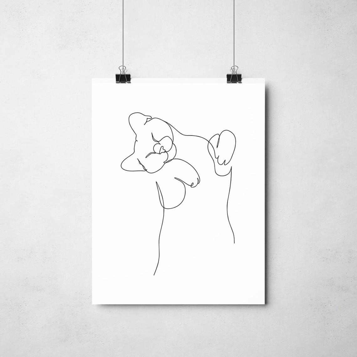 Continuous One Line Bear Drawing Minimalist Black Ink Poster - Image 2