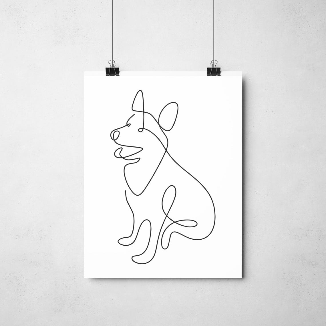 Sitting Dog Continuous One Line Drawing Minimalist Art Poster - Image 2