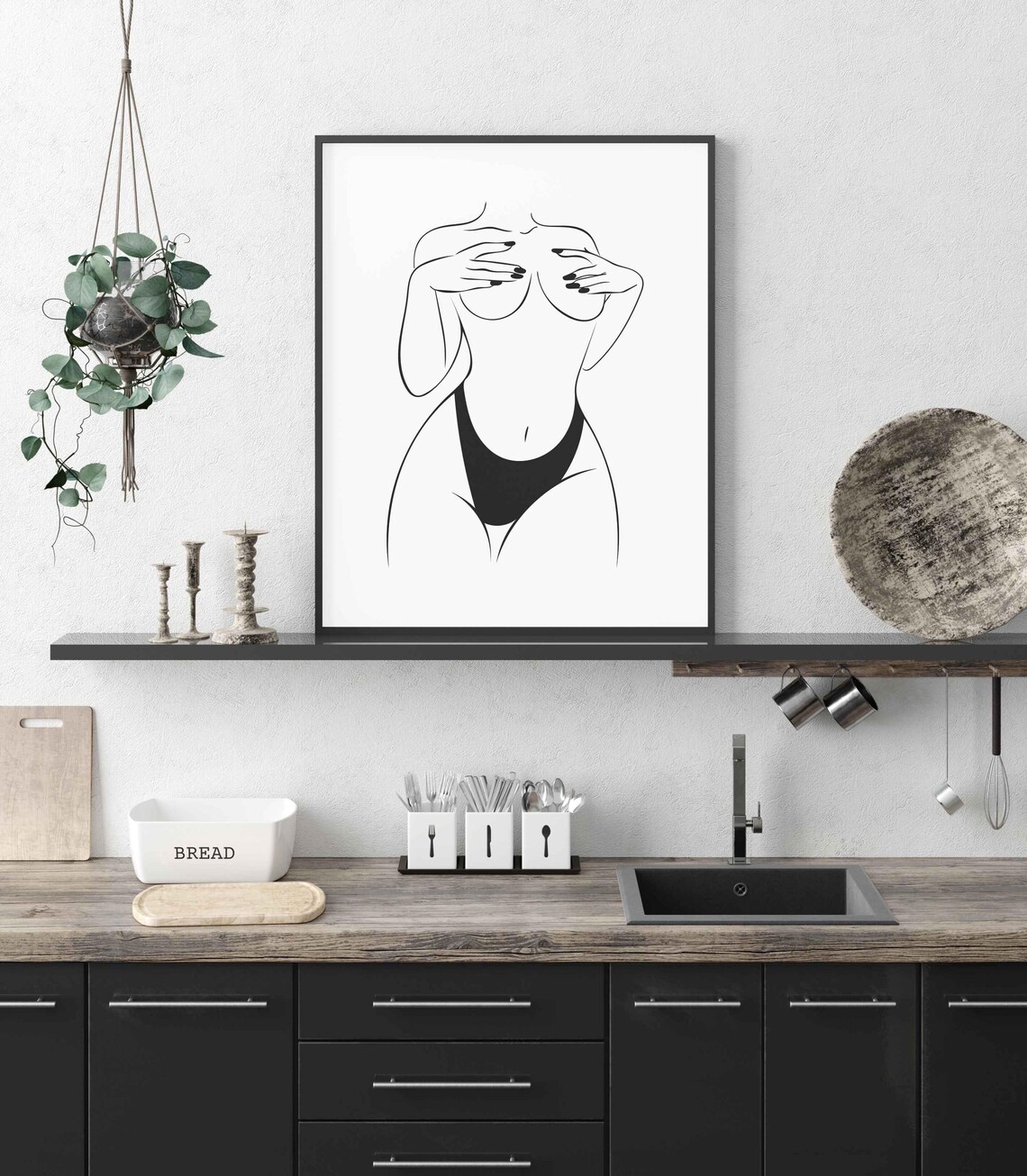 Curvy Woman Figure One Line Drawing Bold Body Positive Art Poster - Image 6