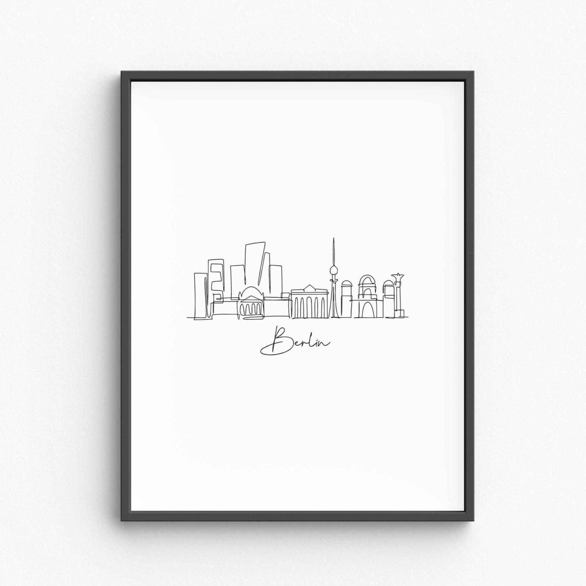 Berlin Germany Skyline Single Line Drawing TV Tower Minimalist Poster