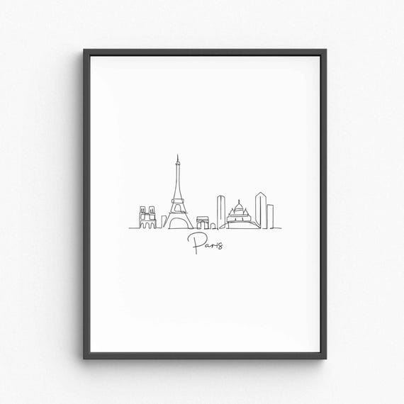 Paris Line Art Minimalist Travel Poster, France