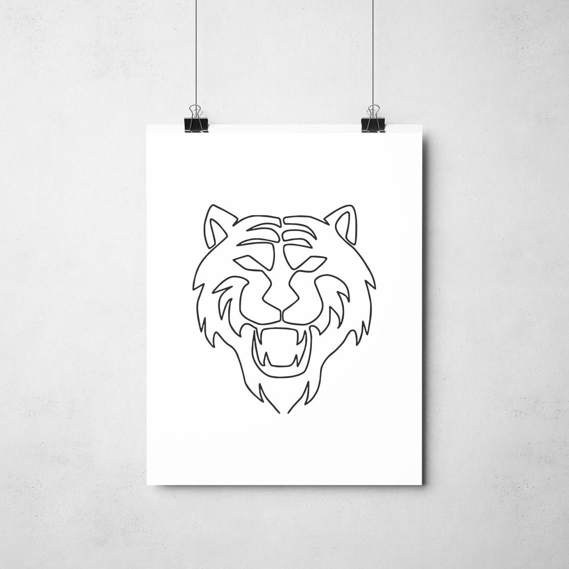 Lion Line Art Animal Print Drawing Minimalist Wall Bedroom - Image 2