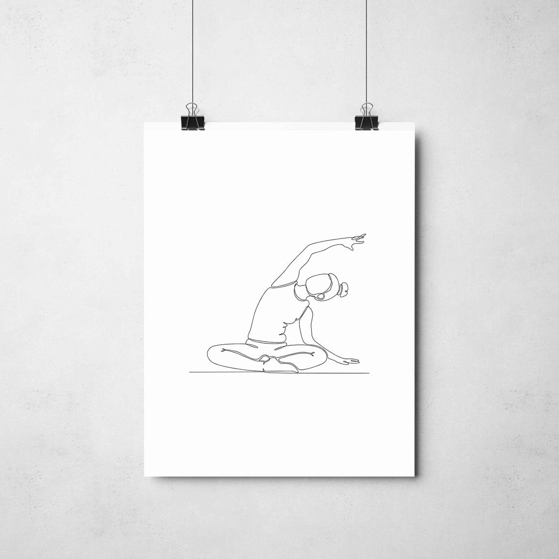 Woman Meditating Seated Stretch Line Art Yoga Wellness Poster - Image 2