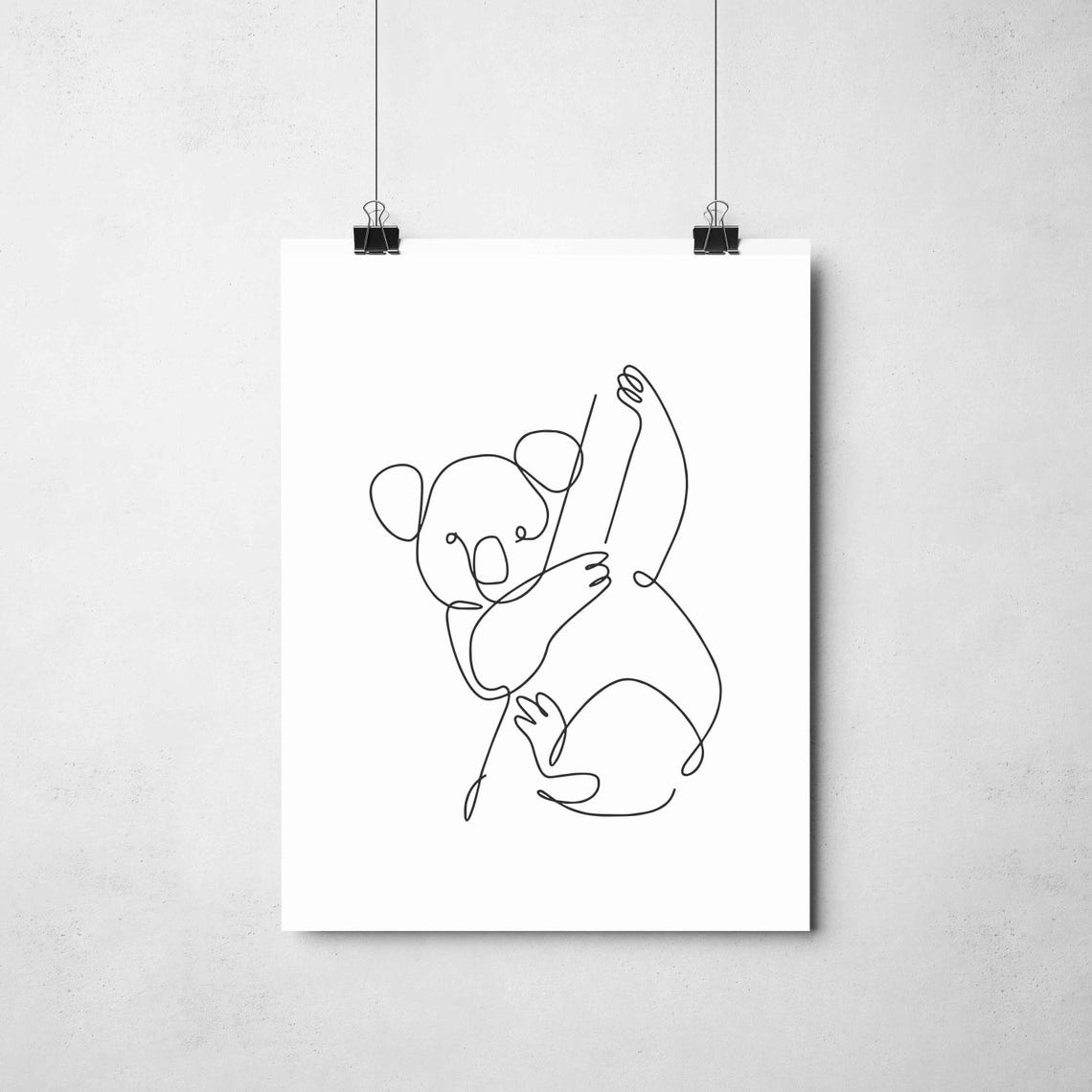 Minimalist Koala Line Art Cute Bear Wall Print Black White Drawing Australian Wildlife Decor Poster - Image 2