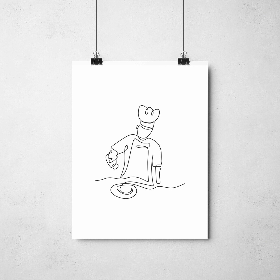 Minimalist Chef Line Art Kitchen Poster Print - Image 2