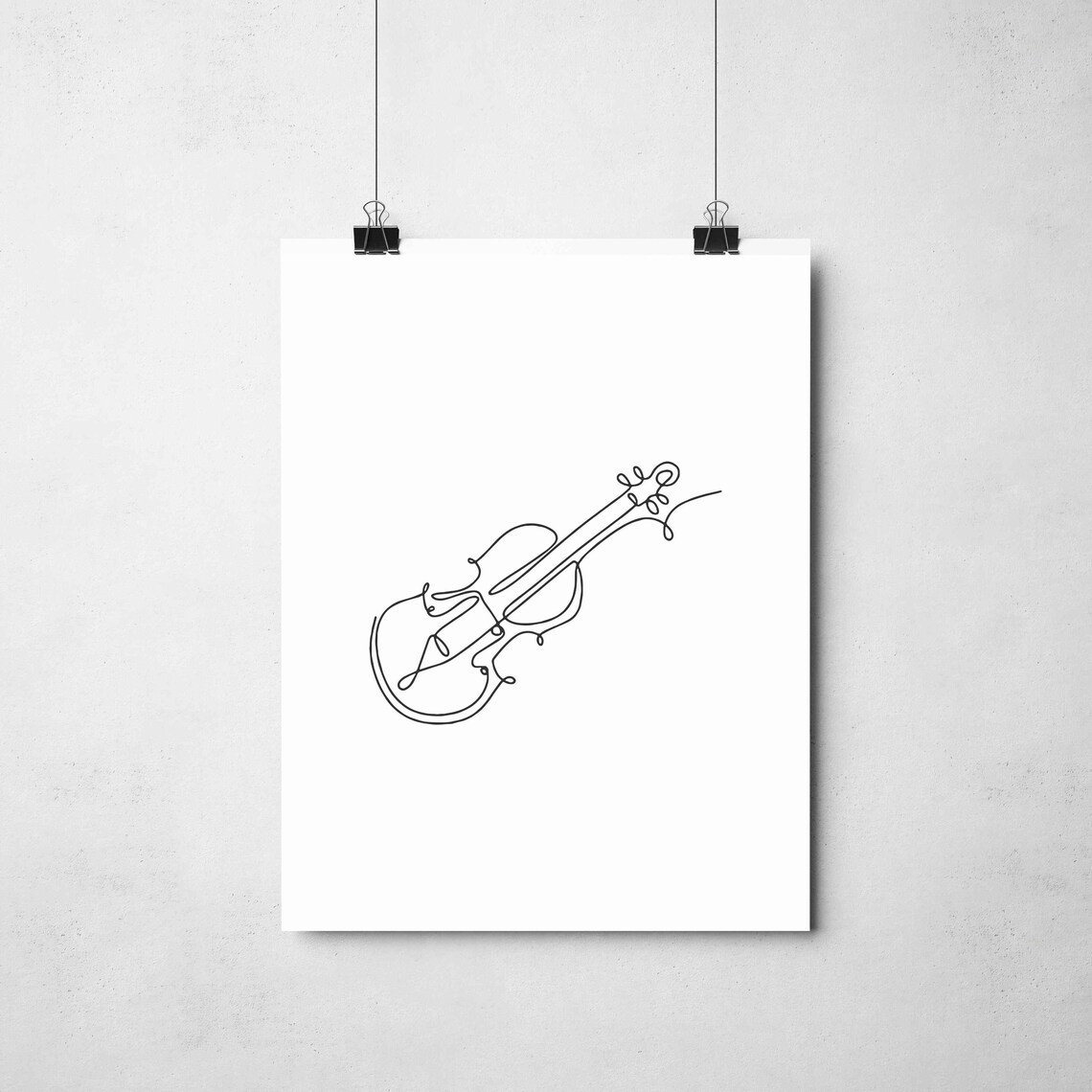 Violin Continuous Line Drawing Classical Instrument Musician Studio Decor Poster - Image 2