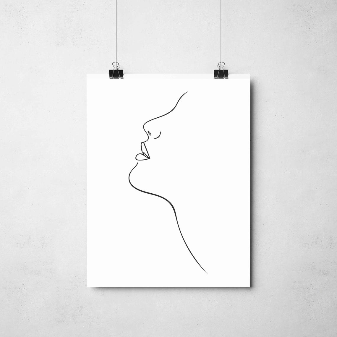 Women Face Line Art Print Nudity Drawing Minimalist Wall Bedroom - Image 2