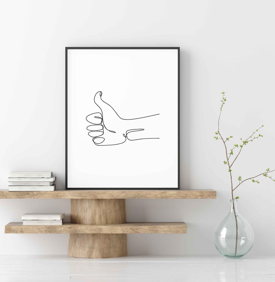 Minimalist Thumbs Up Line Art Positive Gesture Hand Drawing Motivational Wall Decor Sketch Modern Symbol Print - Image 4