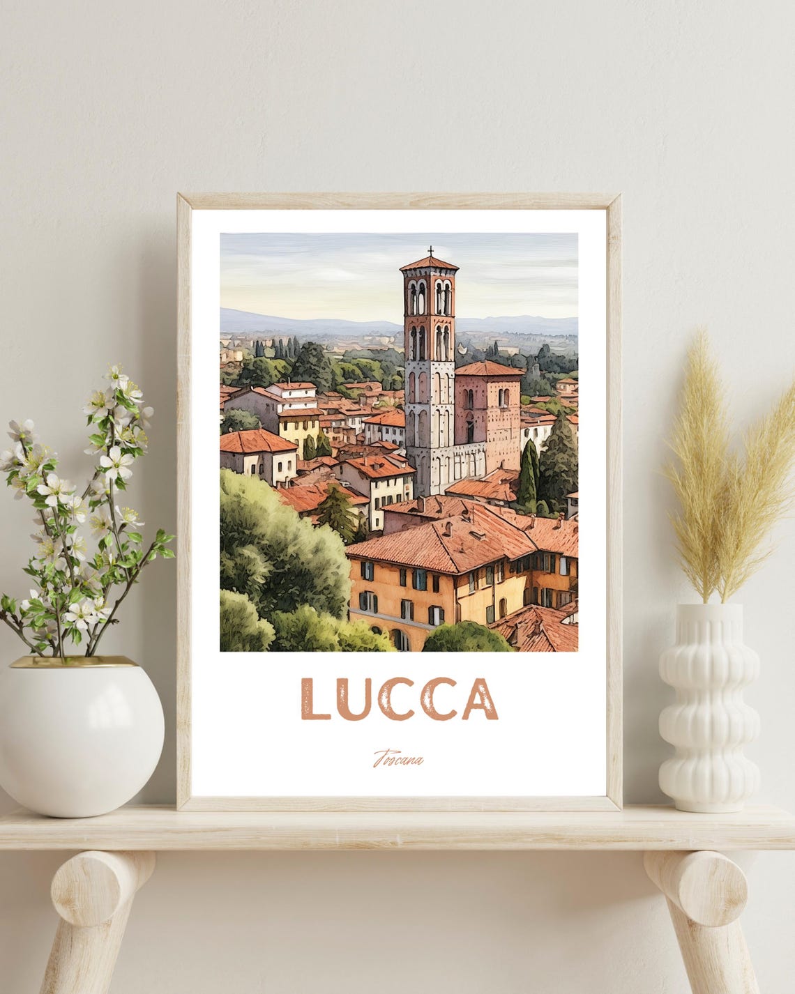 Lucca Italy Travel Poster, Tuscany Christmas Gift