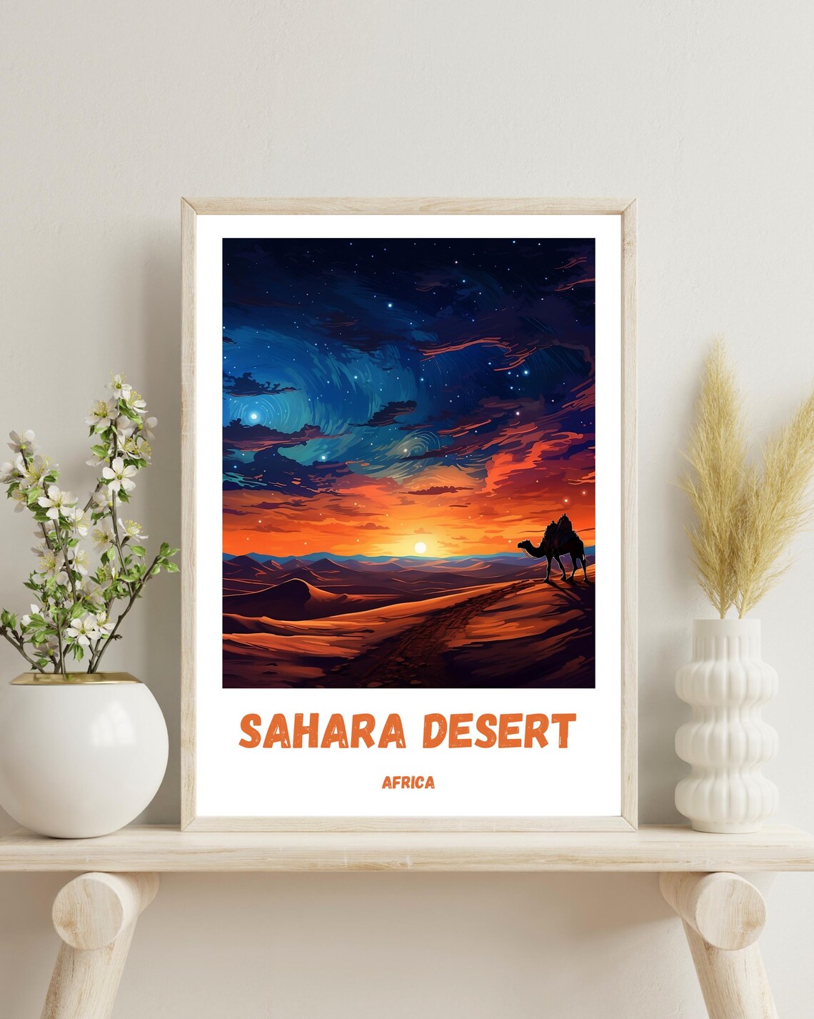 Sahara Desert Travel Poster, African Desert Artwork