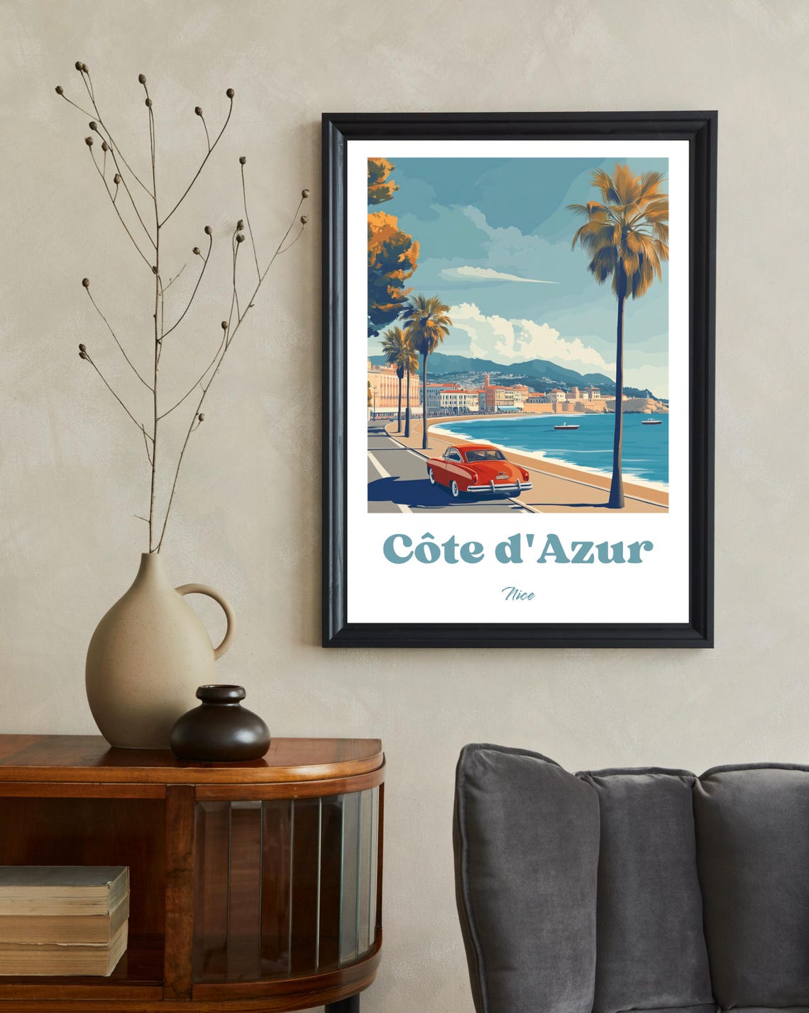 Nice France Retro Travel Poster, Vintage Art - Image 2