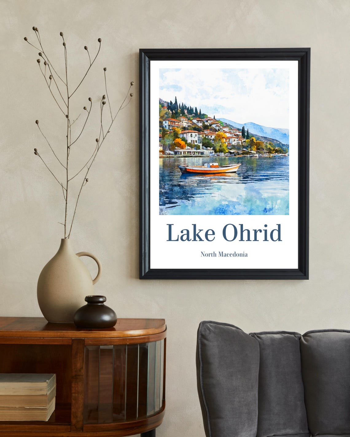 Lake Ohrid Poster Lake Ohrid Wall Art Lake Ohrid Print Ohrid Travel Poster Ohrid Wall Decor Ohrid Art Macedonia Art Print Lake Art - Image 2