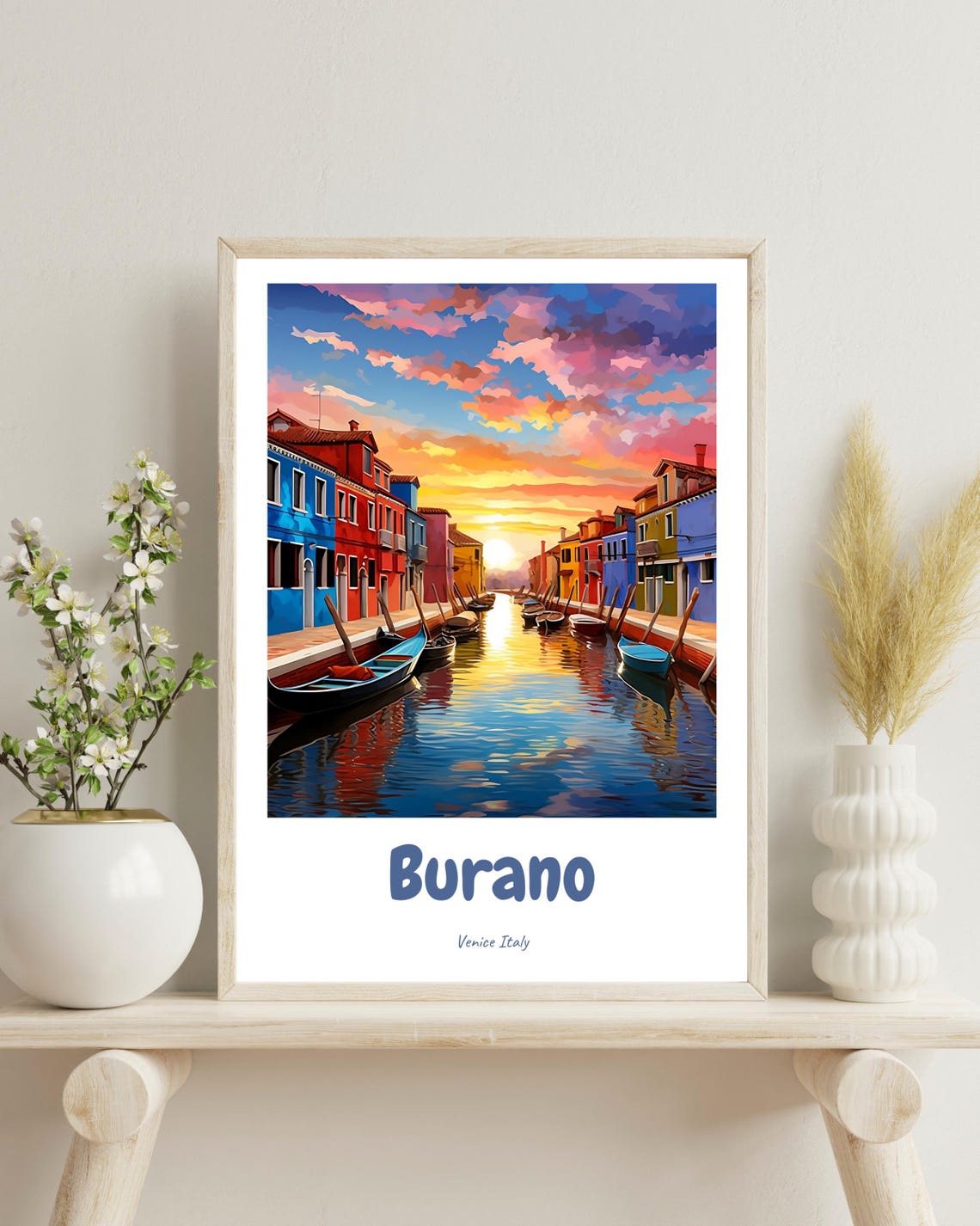 Burano Travel Poster, Venice Italy Travel Art