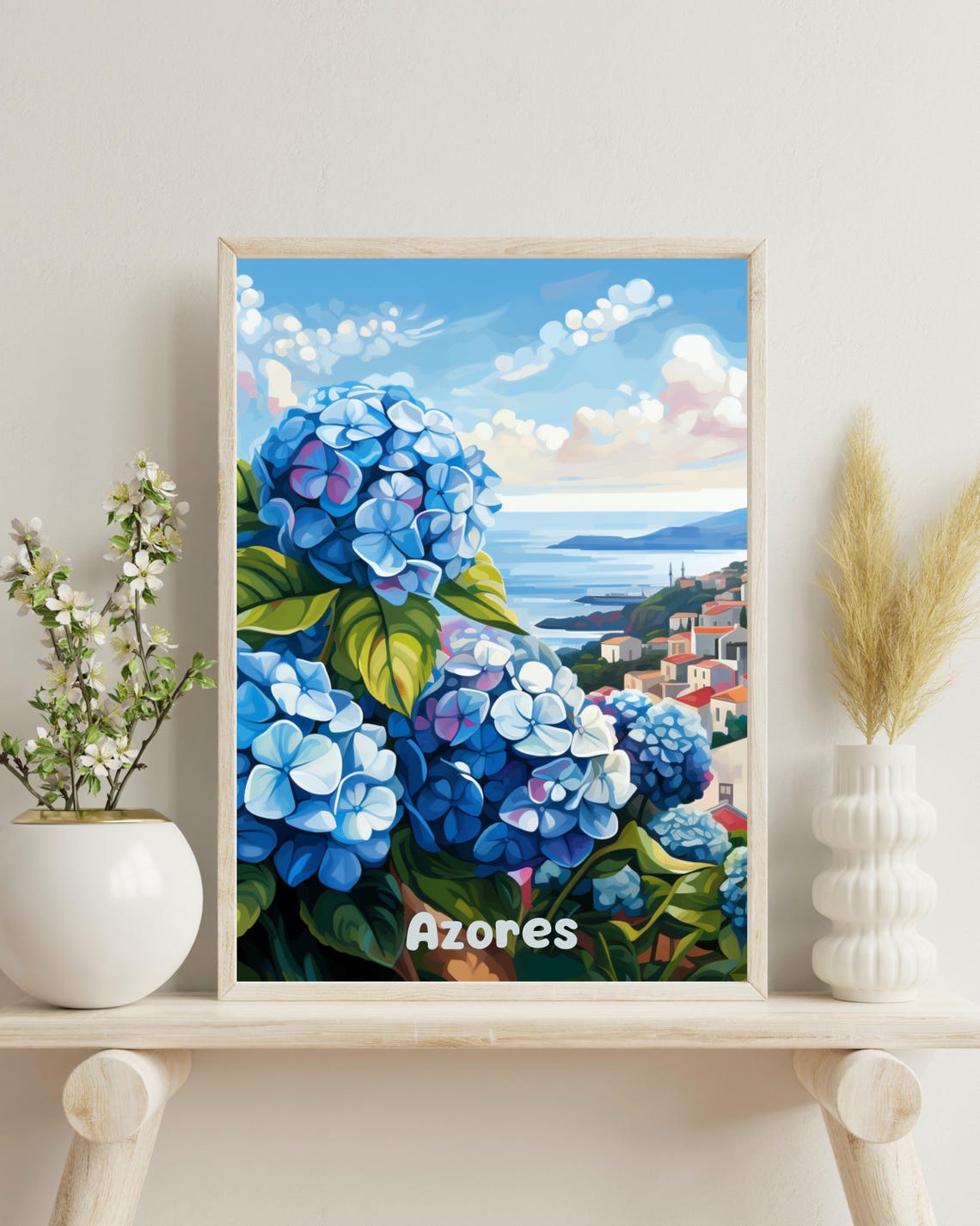 Azores Portugal Travel Poster, Christmas Gift