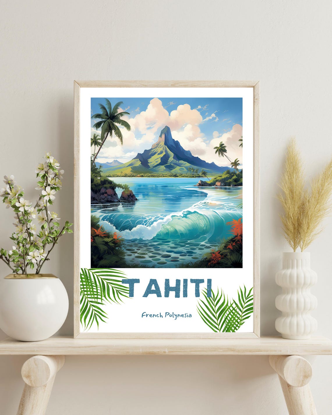 Tahiti France Travel Poster, French Polynesia Art