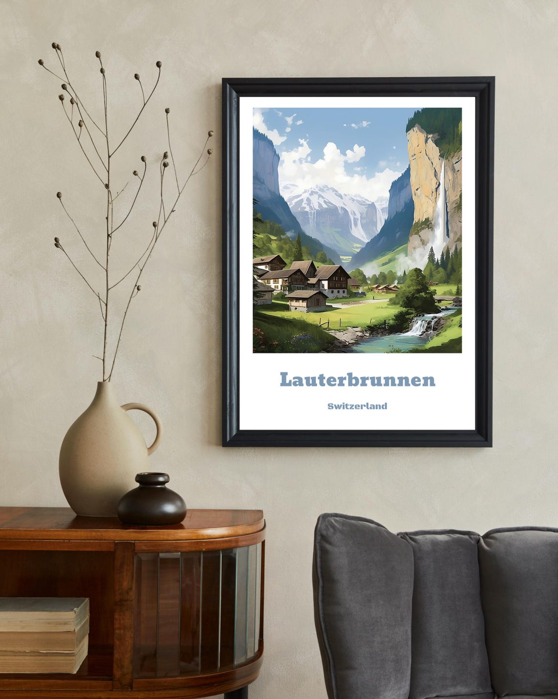 Lauterbrunnen Poster Swiss Travel Print Wengen Switzerland Art Print Lauterbrunnen Switzerland Travel Print Swiss Alps Christmas Gift - Image 2