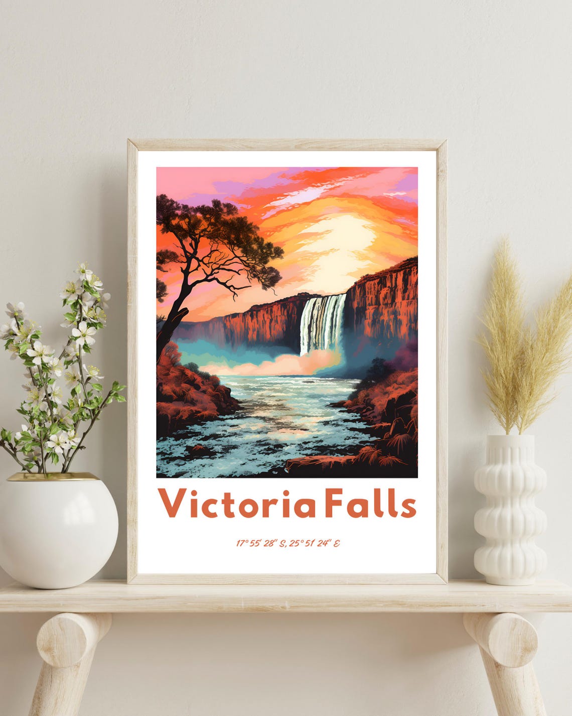 Victoria Falls Travel Poster, Africa Painting