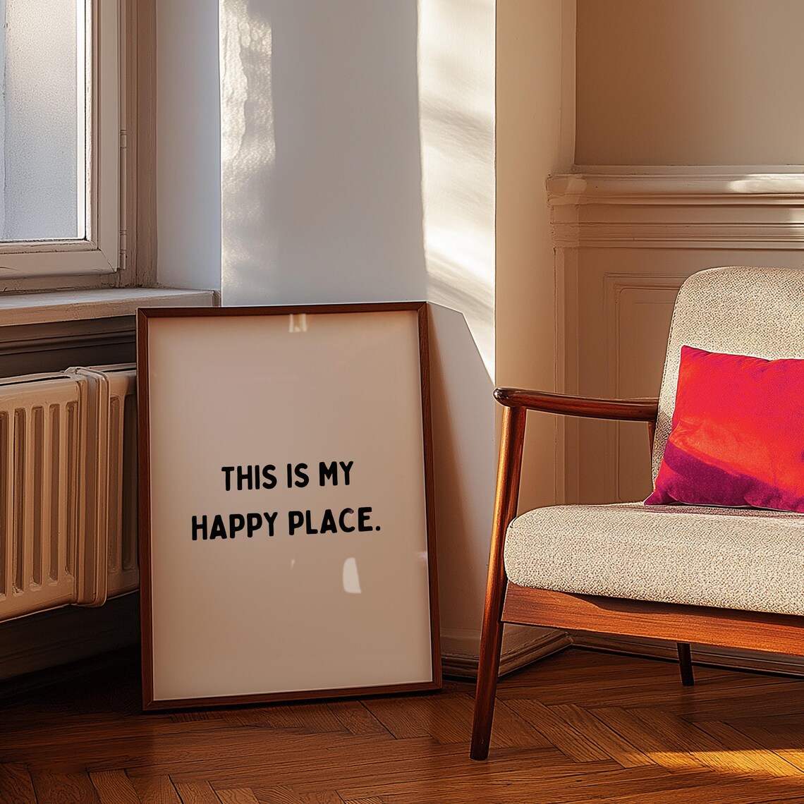 This Is My Happy Place Minimalist Quote Poster Neutral Decor - Image 4