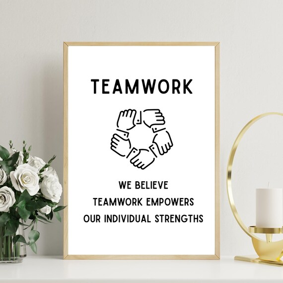 Teamwork Definition Print Motivational Office Decor