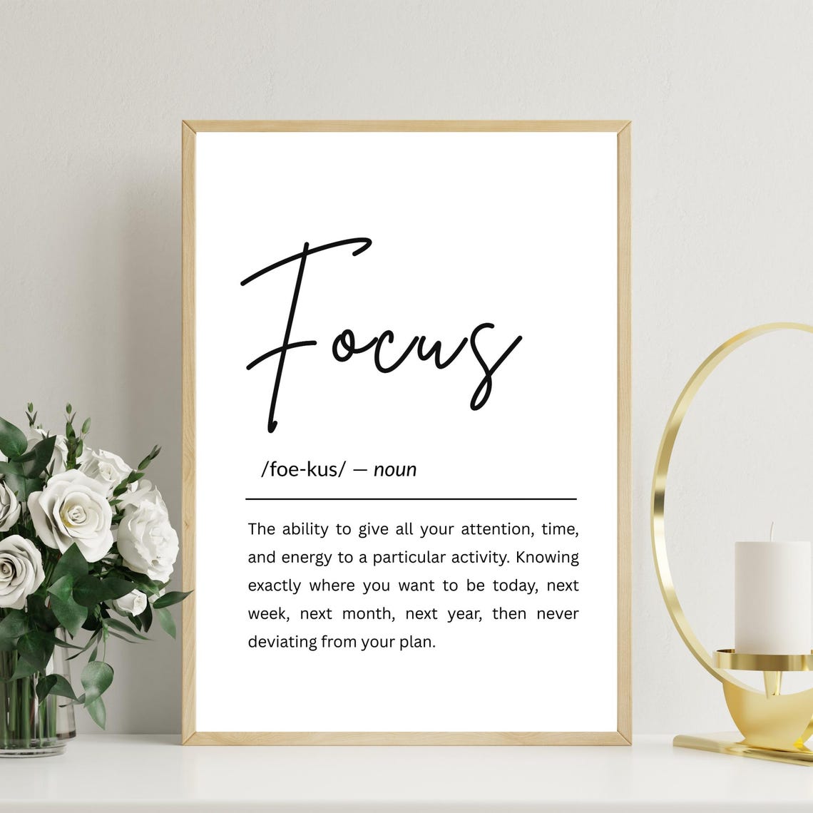 Focus Definition Dictionary Style Minimalist Typography Poster