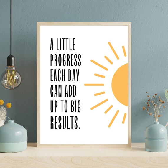 A Little Progress Each Day Cheerful Sunshine Typography Quote Poster