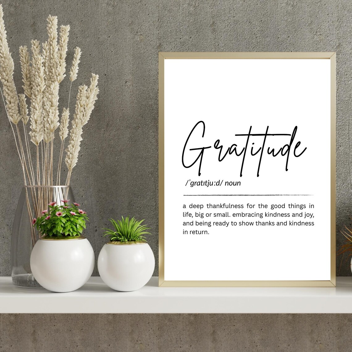 Gratitude Definition Print Inspirational Quote Poster