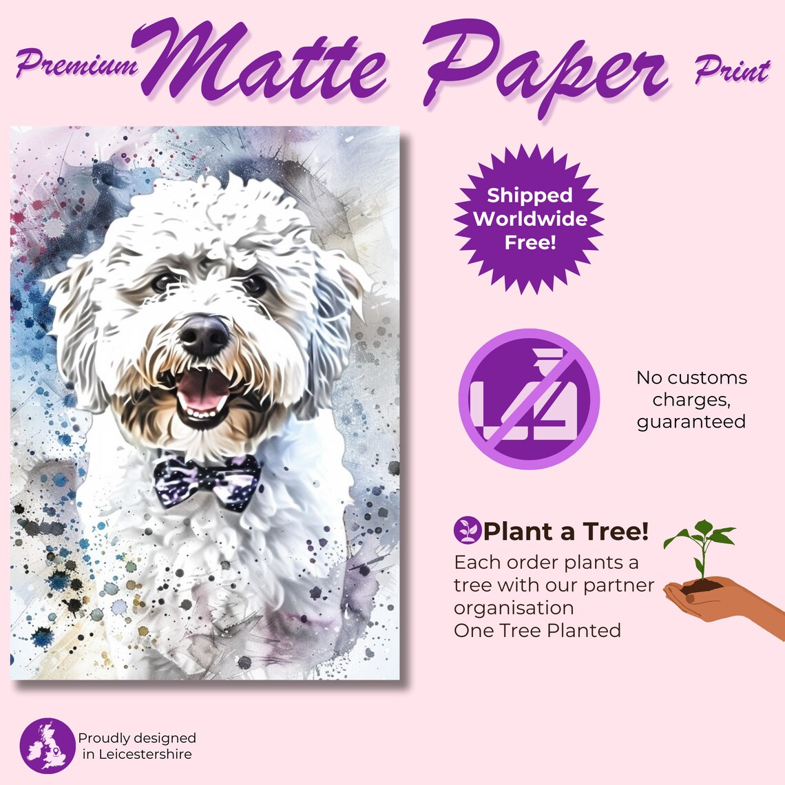 Coton De Tulear Abstract Watercolour Dog Poster Print - Image 3