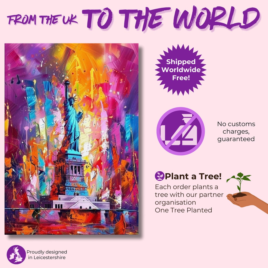 Statue Of Liberty New York City Print Street Art Graffiti Painting Paint Splash Cityscape Abstract Travel Gift Manhattan America Usa - Image 2