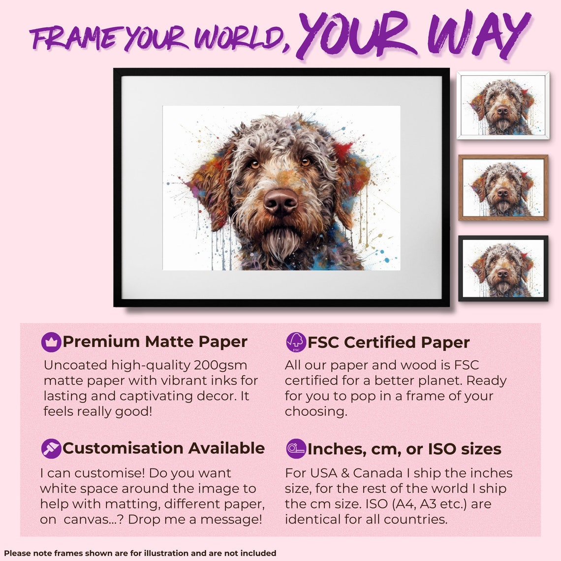 Lagotto Romagnolo Colourful Paint Splash Curly Dog Close Up Poster - Image 3