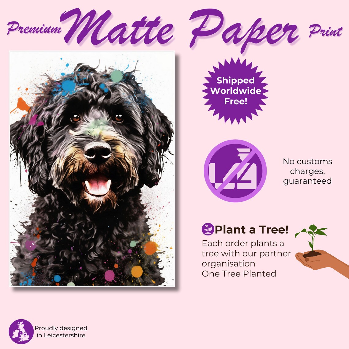 Black Cockapoo Watercolor Dog Art Print, Abstract - Image 3