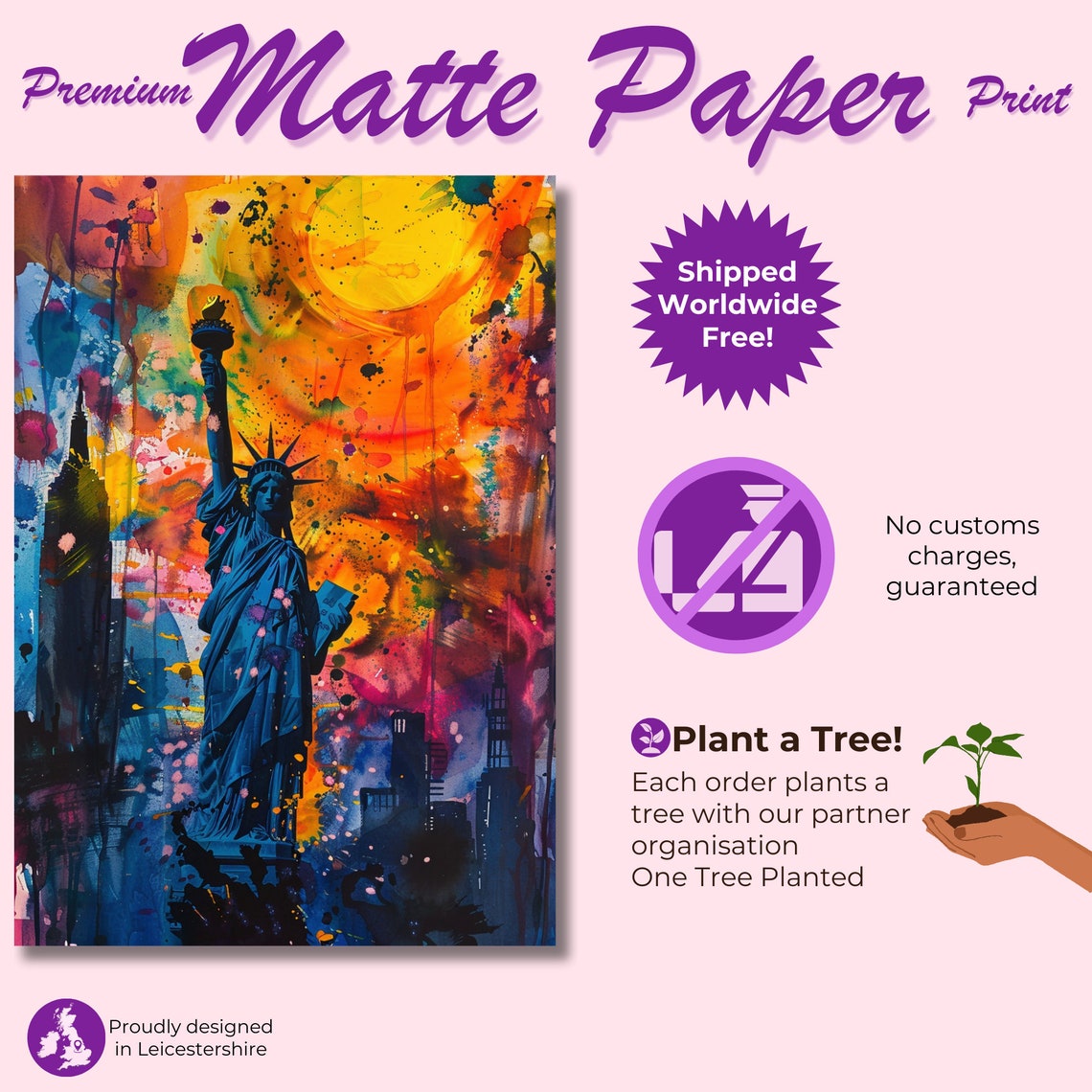 Statue Of Liberty New York City Poster Print Street Art Graffiti Painting Paint Splash Cityscape Abstract Travel Gift Manhattan America Usa - Image 3